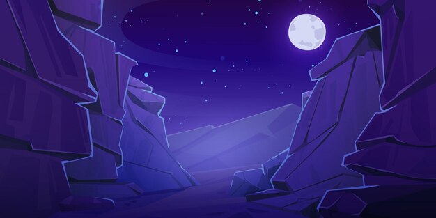 Paisaje nocturno con cañón de montaña acantilado