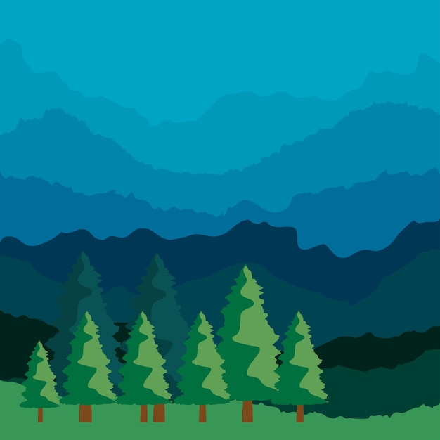 Vector gratuito paisaje nocturno de pinos