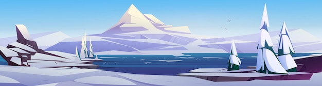 Paisaje nórdico con montañas, nieve y mar.