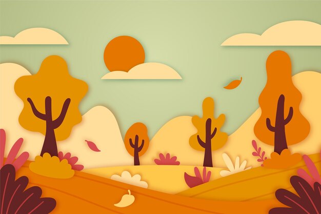 Paisaje otoñal estilo papel