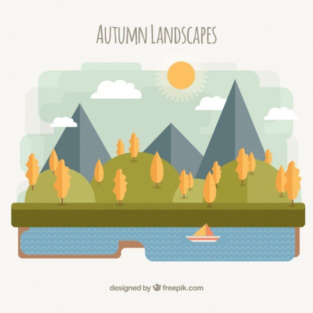 Paisaje de otoño con árboles amarillos
