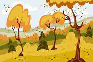 Vector gratuito paisaje de otoño de diseño plano con árboles