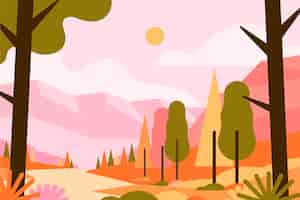 Vector gratuito paisaje de otoño de diseño plano