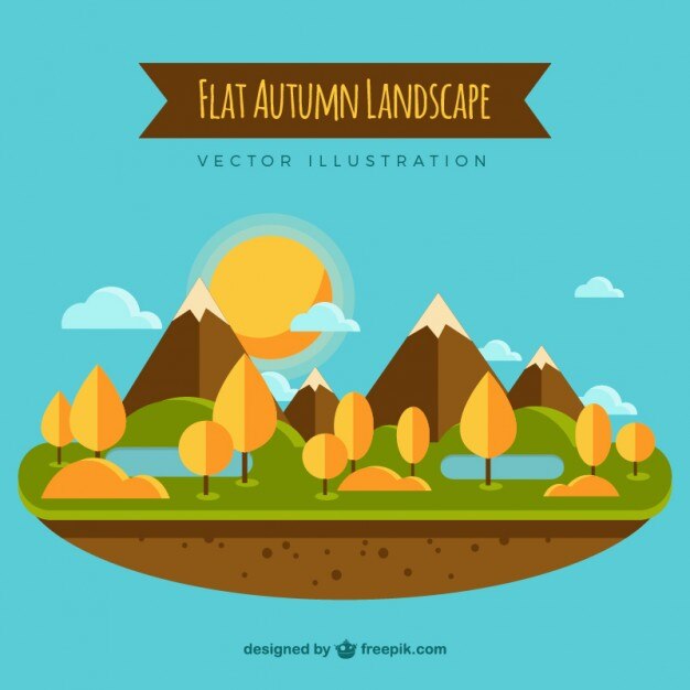 Paisaje de otoño en estilo plano