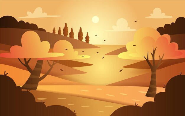 Paisaje de otoño con pendientes y colinas