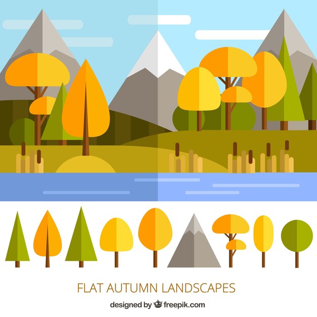 Paisaje de otoño plano