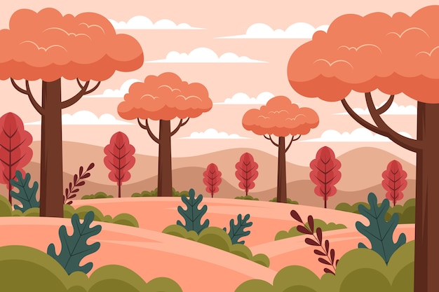 Paisaje de otoño plano