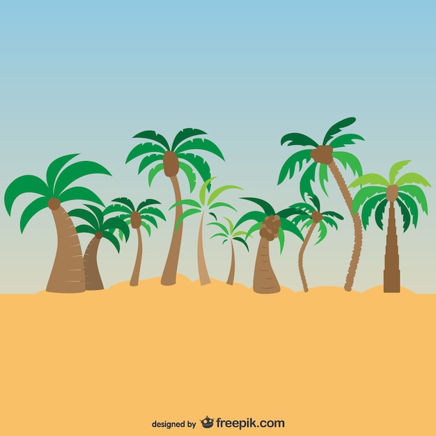 Vector gratuito paisaje con palmeras