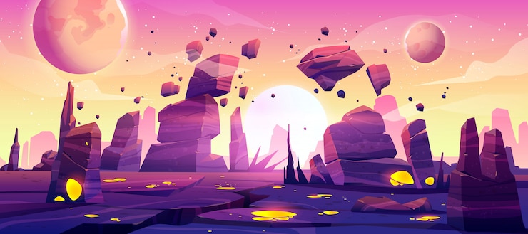 Vector gratuito paisaje del planeta alienígena para el fondo del juego espacial