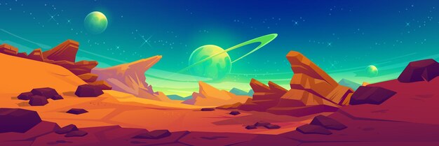 Paisaje del planeta alienígena de la superficie de marte