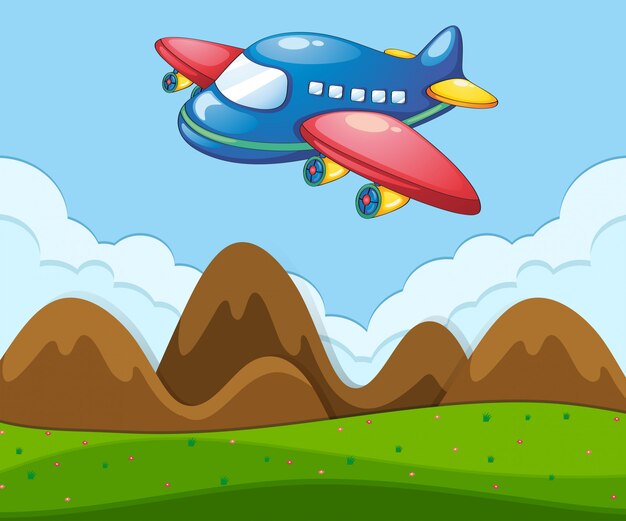 Un paisaje plano con avión.