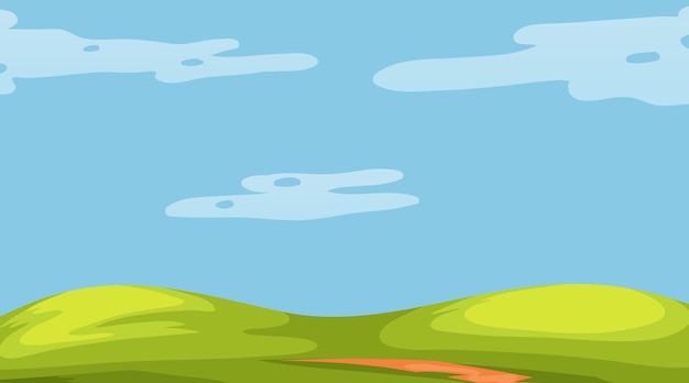 Vector gratuito paisaje de pradera en blanco en la escena diurna