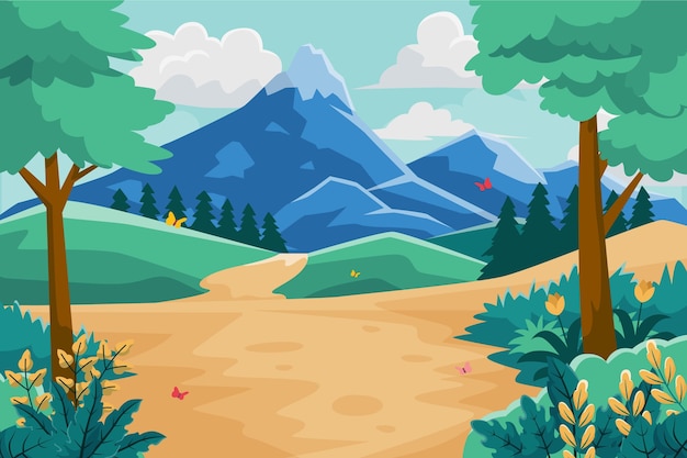 Vector gratuito paisaje de primavera detallado