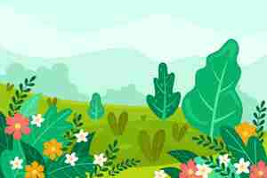 Vector gratuito paisaje de primavera dibujado a mano