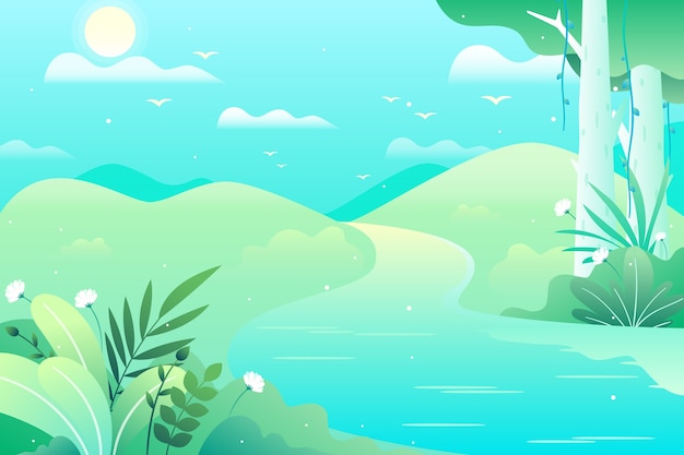 Paisaje de primavera de estilo gradiente