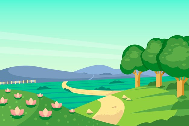 Paisaje de primavera plana