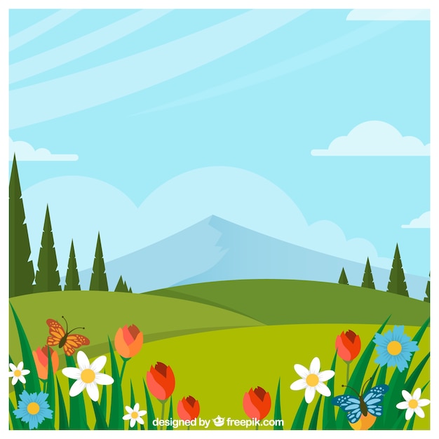 Vector gratuito paisaje de primavera