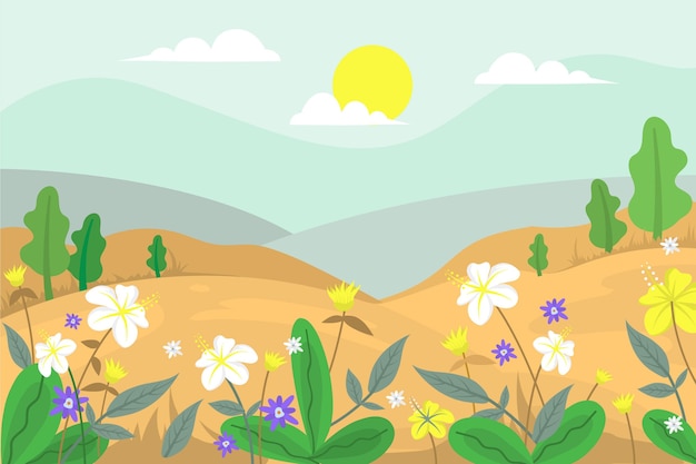 Vector gratuito paisaje de primavera