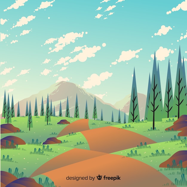 Vector gratuito paisaje primaveral