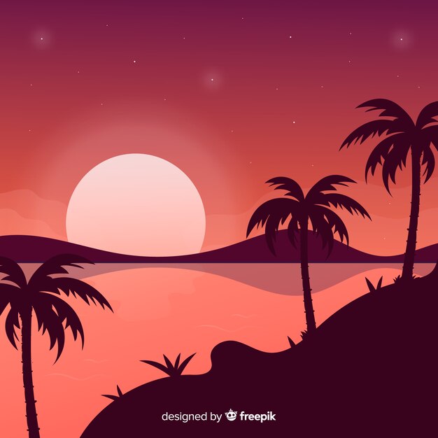 Paisaje puesta de sol en la playa degradada