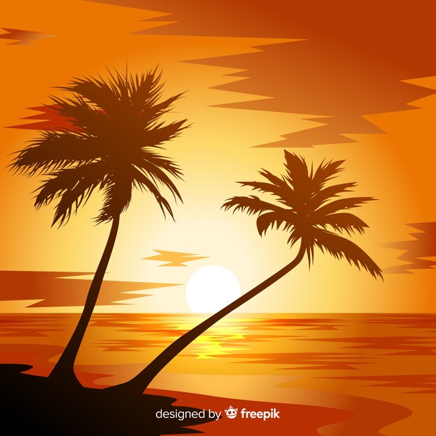 Paisaje puesta de sol playa realista