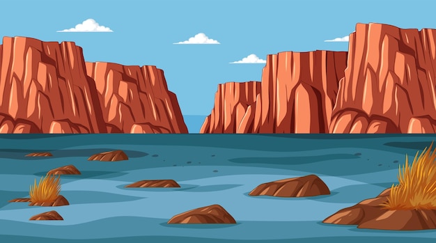 Vector gratuito paisaje del río serene canyon