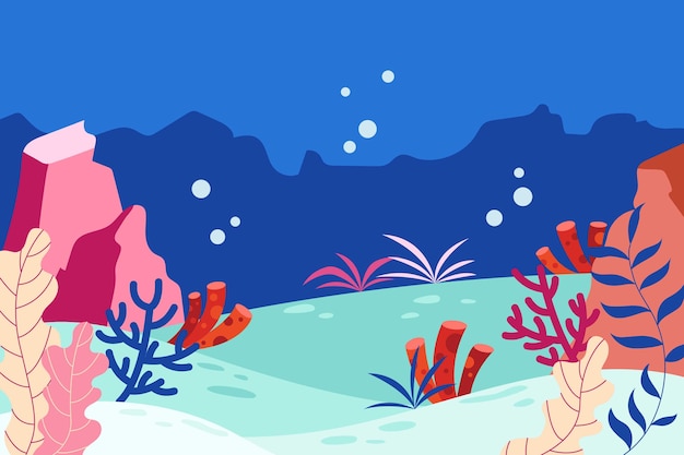 Paisaje submarino de diseño plano
