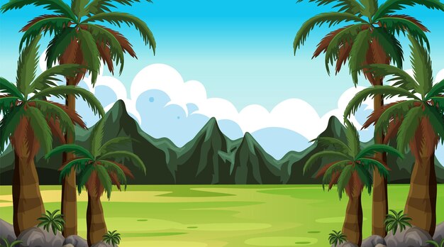 Paisaje tropical de la era de los dinosaurios