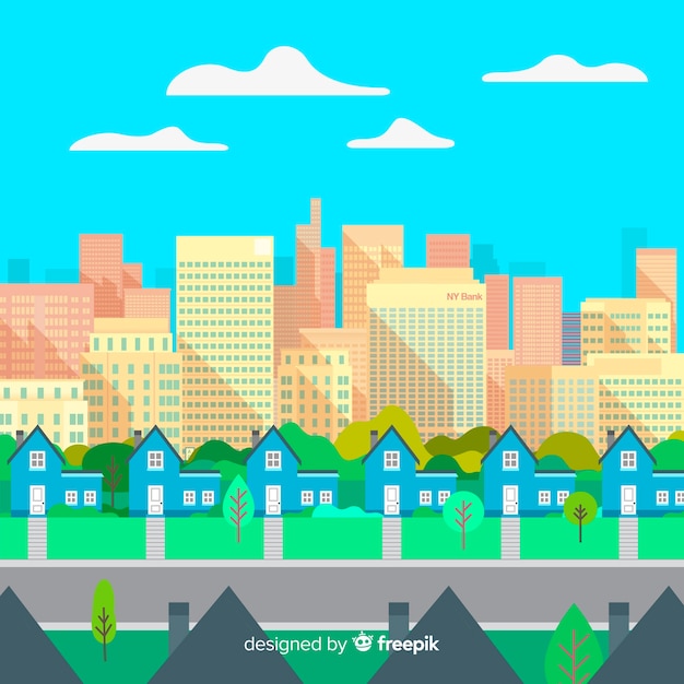 Vector gratuito paisaje urbano flat