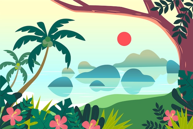 Vector gratuito paisaje de verano - fondo para zoom