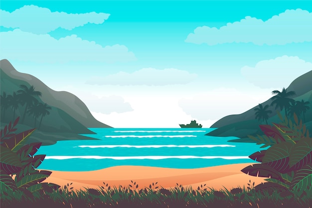 Vector gratuito paisaje de verano - fondo para zoom