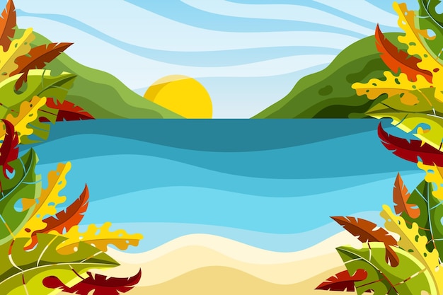 Vector gratuito paisaje de verano - fondo para zoom