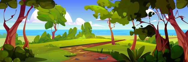 Paisaje de verano con lagos y árboles del bosque