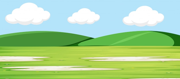 Vector gratuito paisaje verde con colinas