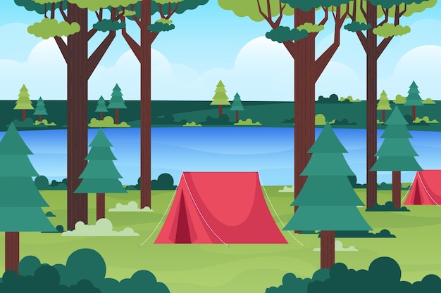 Vector gratuito paisaje de la zona de acampada