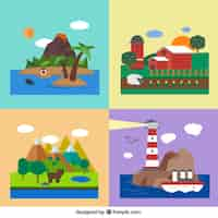 Vector gratuito paisajes naturales