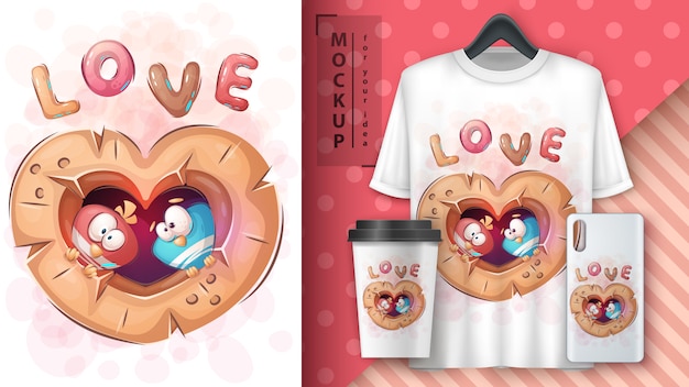 Pájaro del amor - póster y merchandising.