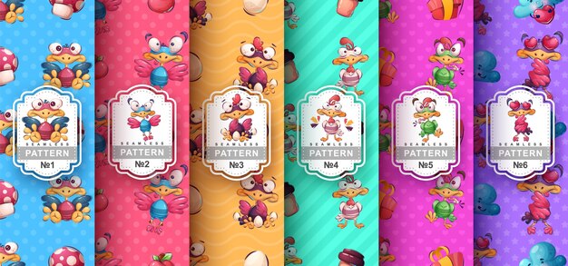 Pájaro loco - establecer personajes de dibujos animados