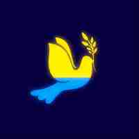 Vector gratuito pájaro paloma de la paz en colores brillantes de la bandera de ucrania