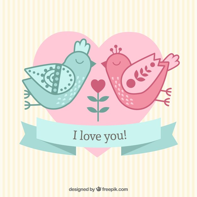 Pájaros enamorados, tarjeta