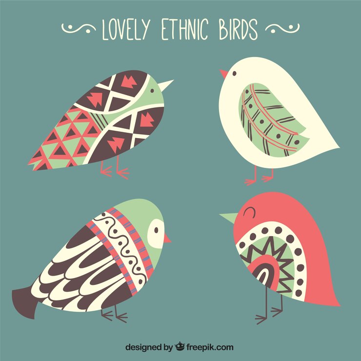Vector gratuito pájaros étnicos preciosos