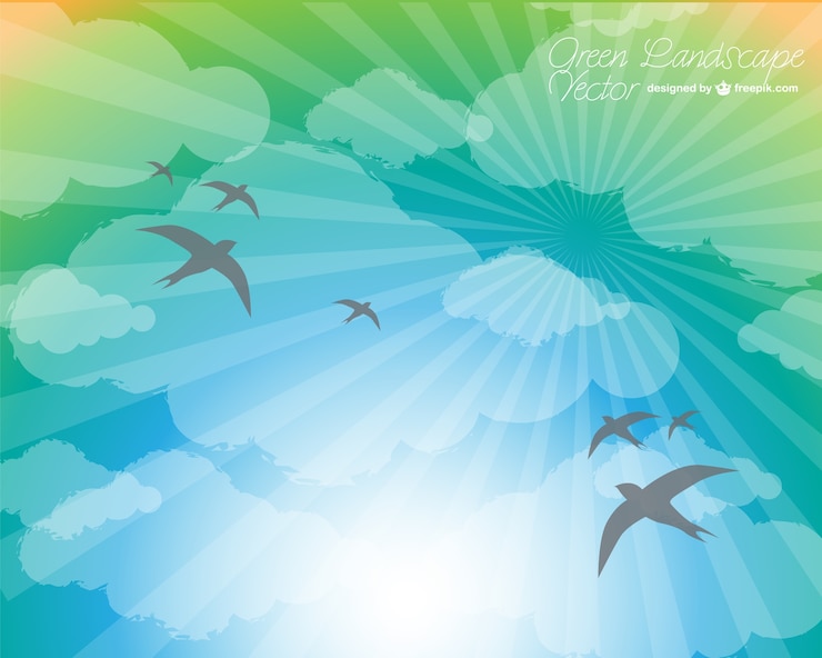 Vector gratuito los pájaros volando hacia el sol