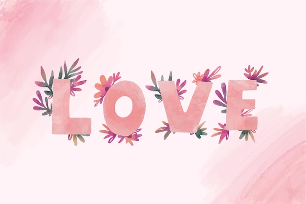 palabra amor letras con flores para el día de san valentín