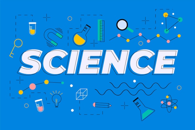 Palabra de ciencia en concepto de fondo azul