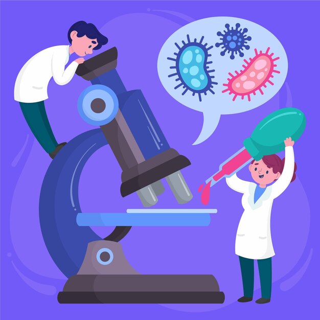Palabra de ciencia con diseño ilustrado microscopio