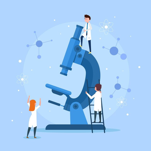 Palabra de ciencia con estilo de microscopio