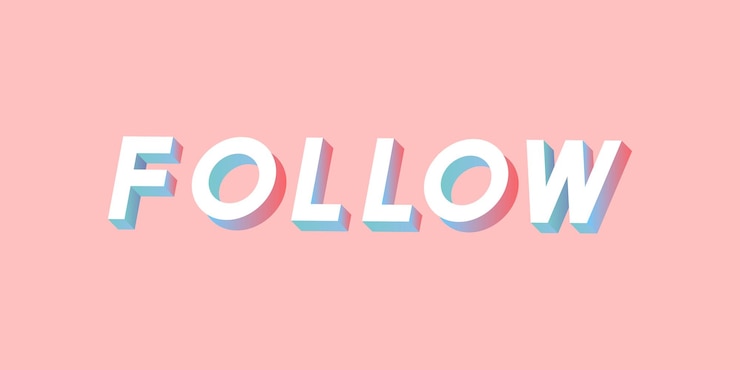Vector gratuito palabra isométrica seguir tipografía en un vector de fondo rosa milenario