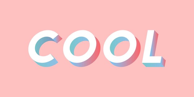 Palabra isométrica Tipografía fresca en un vector de fondo rosa milenario