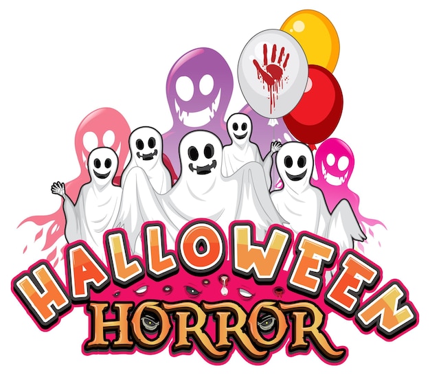 Palabra de terror de Halloween con logo fantasma