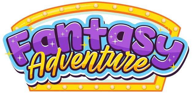 Palabra de texto de aventura de fantasía con banner de luz retro